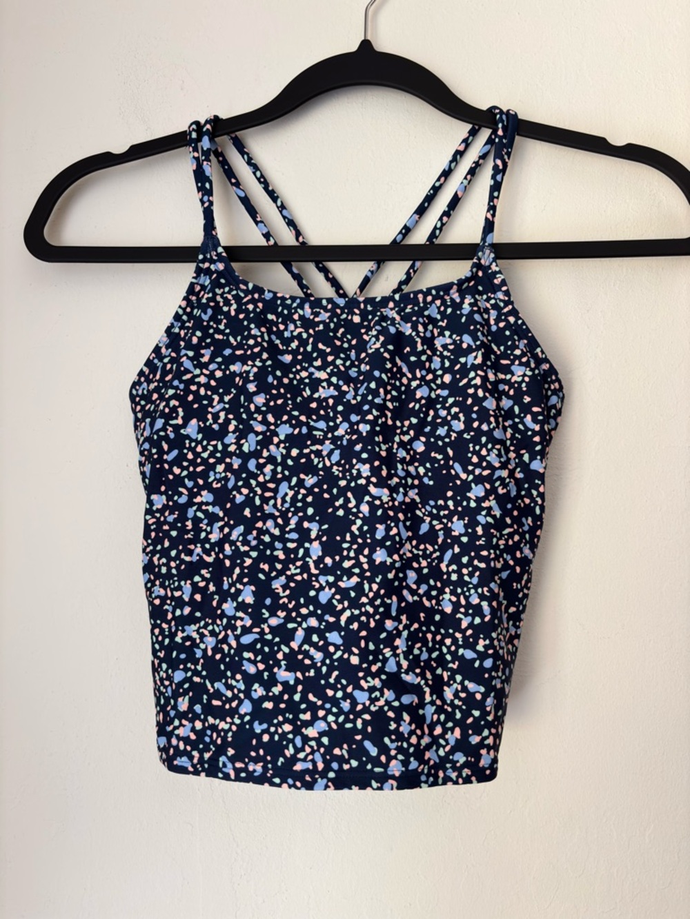 Athleta Girl Gold Coast Crop Tankini Girls Large/12 Terrain Texture Navy Summer